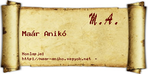 Maár Anikó névjegykártya